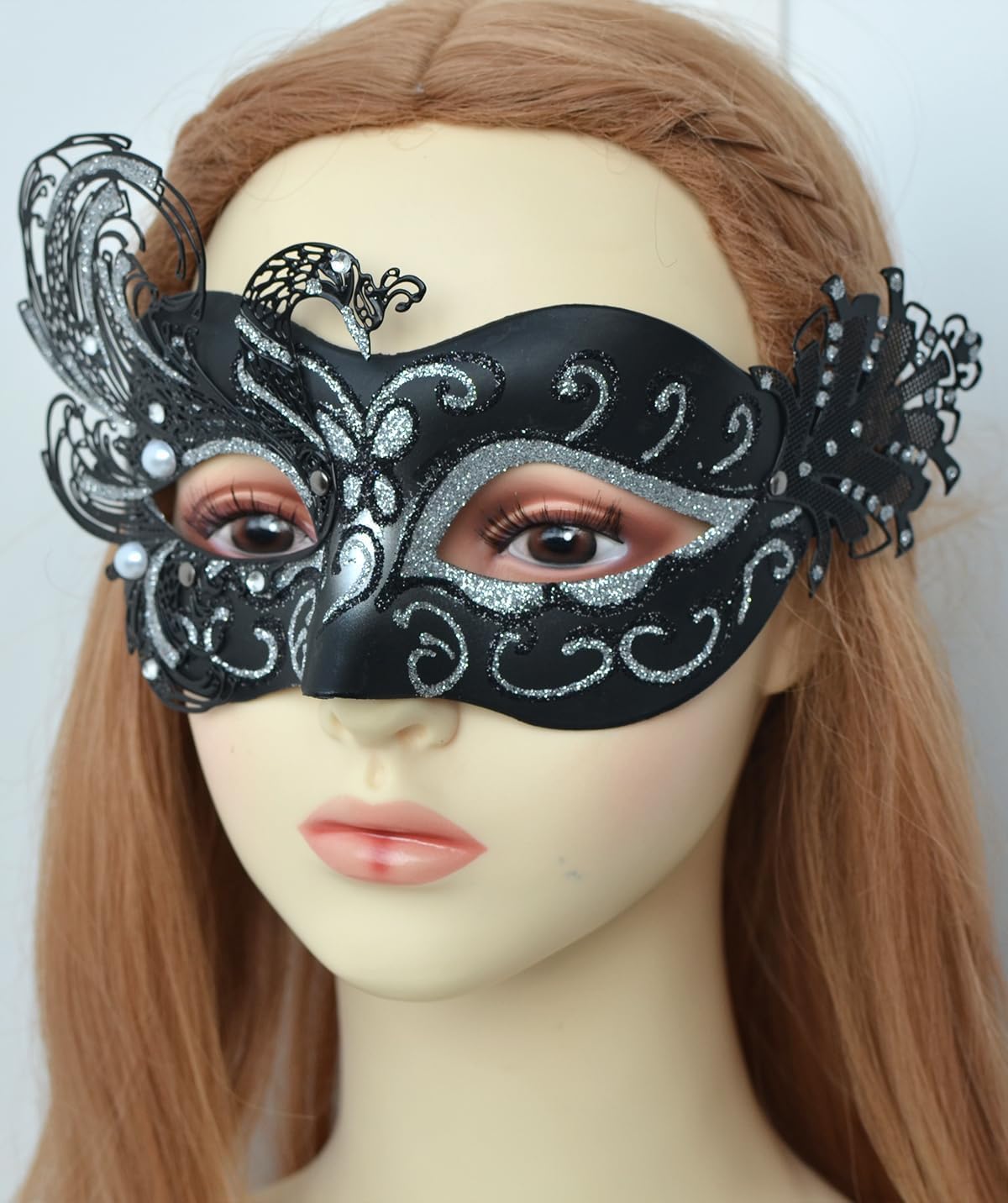 Amazon.com: MYSEUNI 2025 New Black and Silver Masquerade Mask for