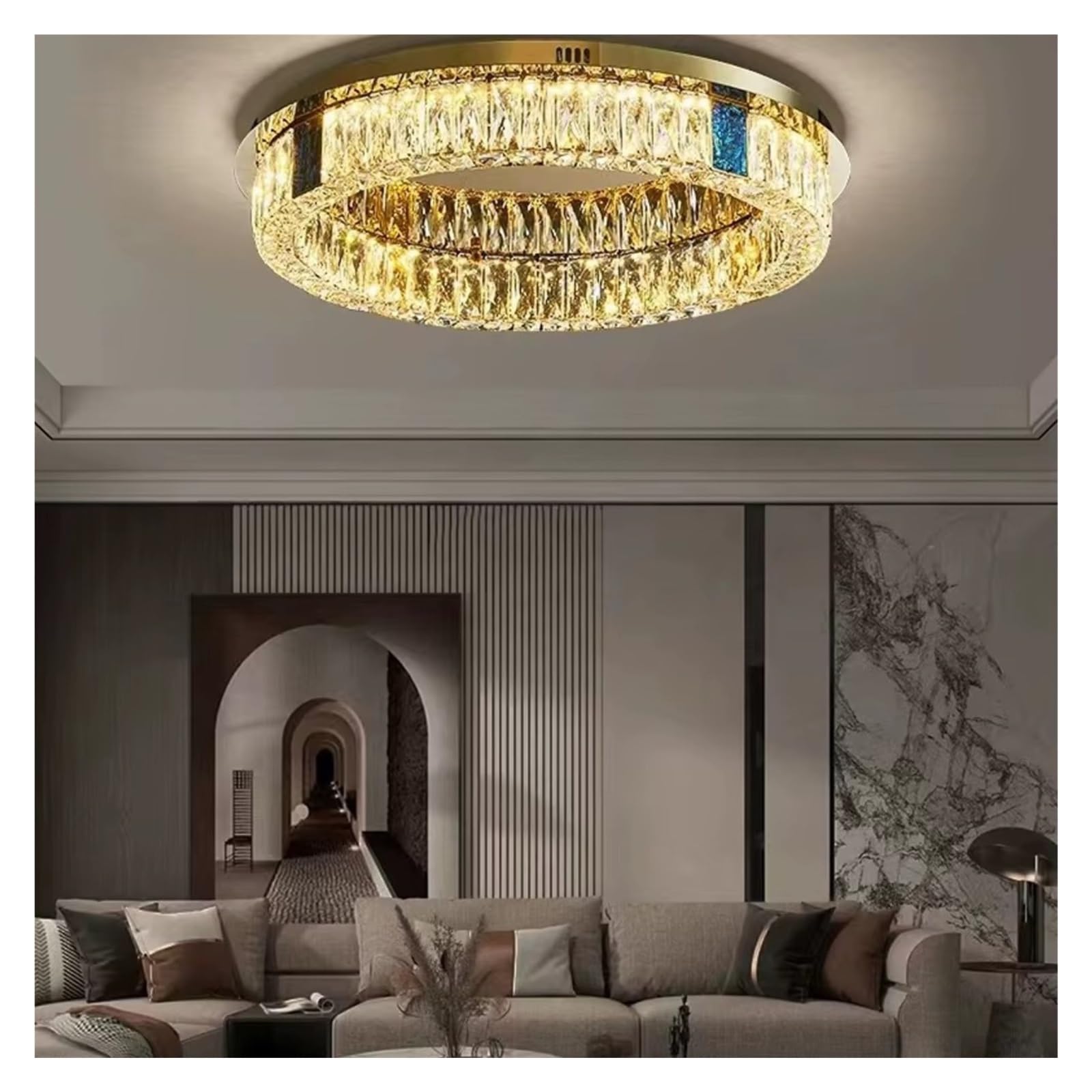 ZTCHSENZT Silver Gold Crystal Dimmable LED Designer Ceiling Lights Ceiling Light Ceiling Lamp for Foyer Bedroom,Neutral light-D100cm
