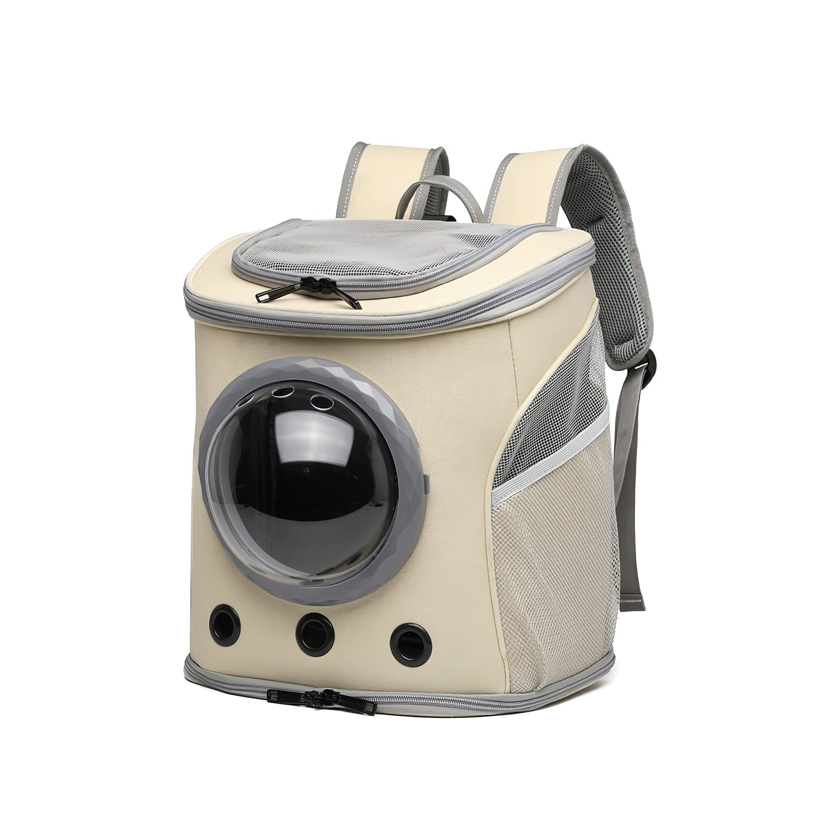 Galatée Mochila para Gatos, Mochila para Mascotas con Cápsula Espacial Ventilada, Mochila para Perros con Diseño Ventilado, Mochila Plegable Portátil para Mascotas(Caqui)