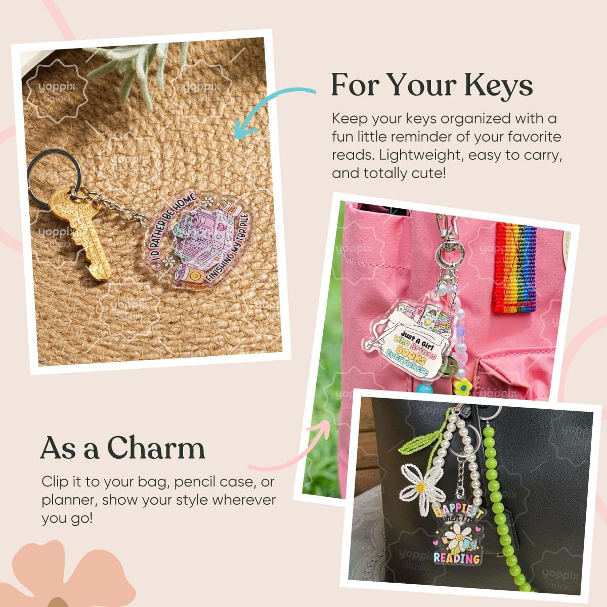 YOPPIX 12/24 Pcs Book Lovers Keychain, Funny Bookish Themed Gifts for Readers, Book Club Party Favors, Birthday Gift - Image 4