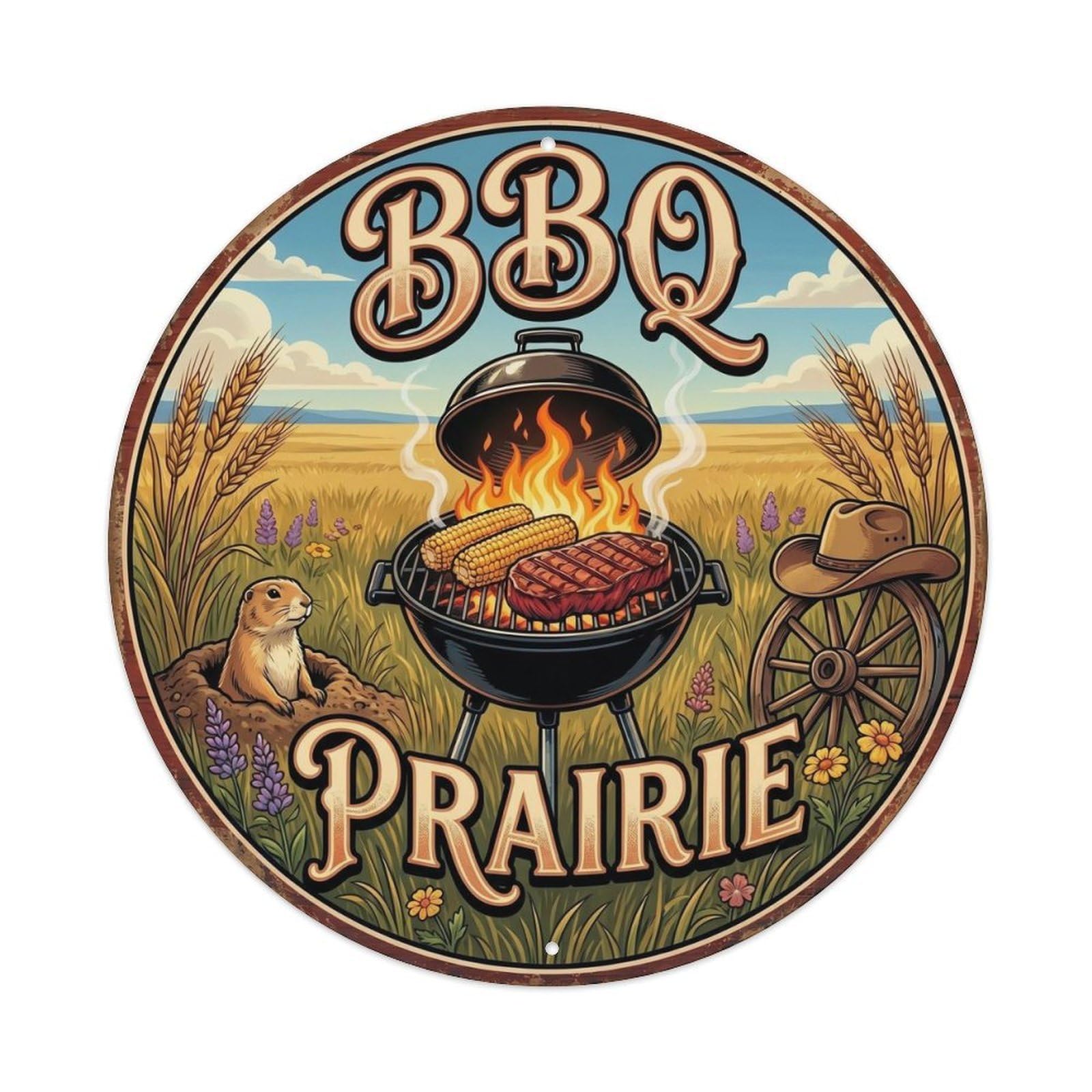 Tgrcjimh Style. Vintage Bbq Prairie Outdoor Bar Metal Tin Sign