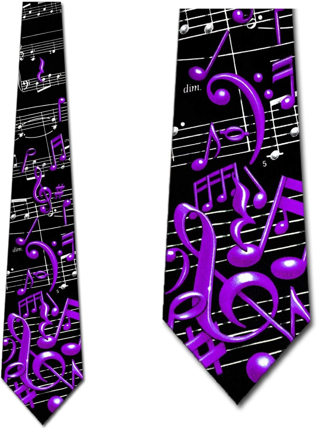 Three Rooker Music Ties Mens Instrument Neckties Purple Music Note Tie