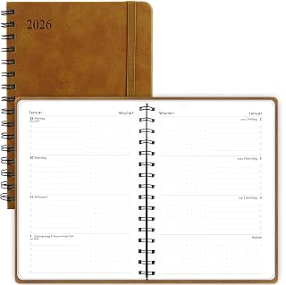 Kalender 2026, Moseem A5 Terminplaner 2026,Kalender 2026 Buchkalender,Planer 2026,Terminkalender 2026,Wochenplaner von Jan.2026-Dez.2026,1 Woche 2 Seite - Braun - Amazon product rated Grade B