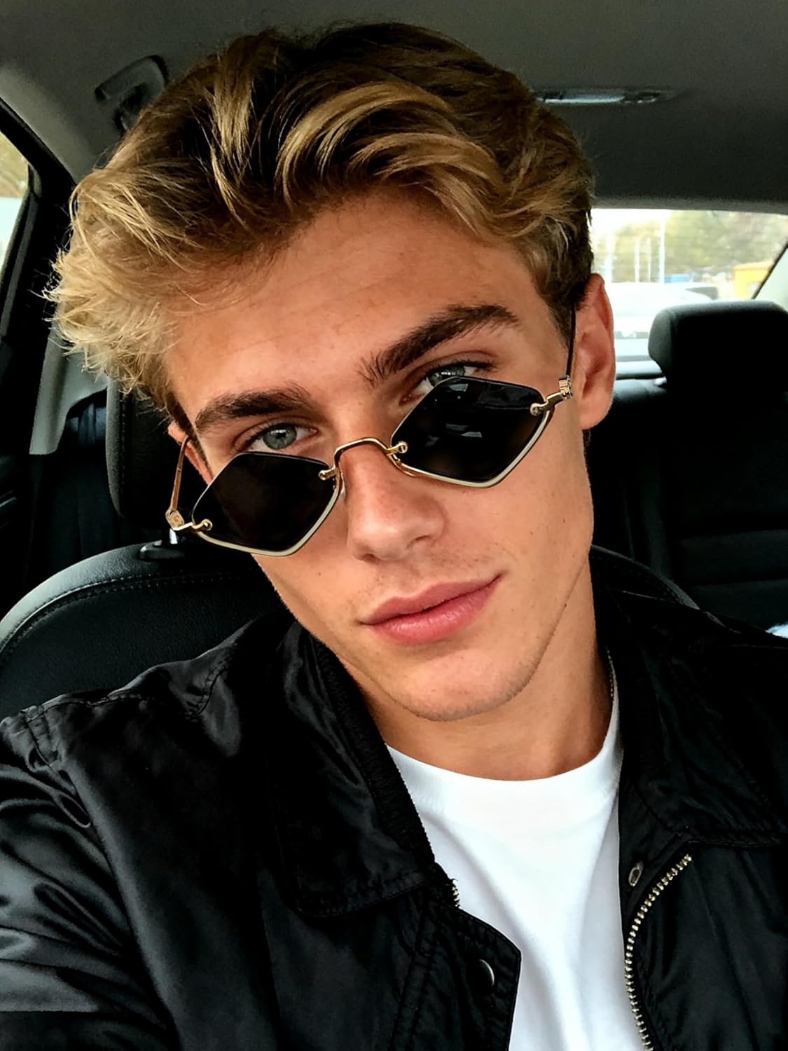 Retro Y2k Sunglasses for Women Men,Trendy Semi-Rimless Sun Glasses Irregular Narrow Gold Sunnies UV400 - Image 6