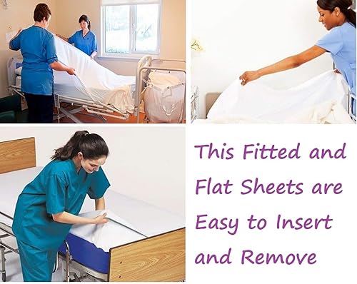Miniatura 6 de Sábanas bajeras de hospital  Paquete de 3 sábanas bajeras con bolsillo profundo de 9 pulgadas  Sábanas de calidad premium, suaves y transpirables