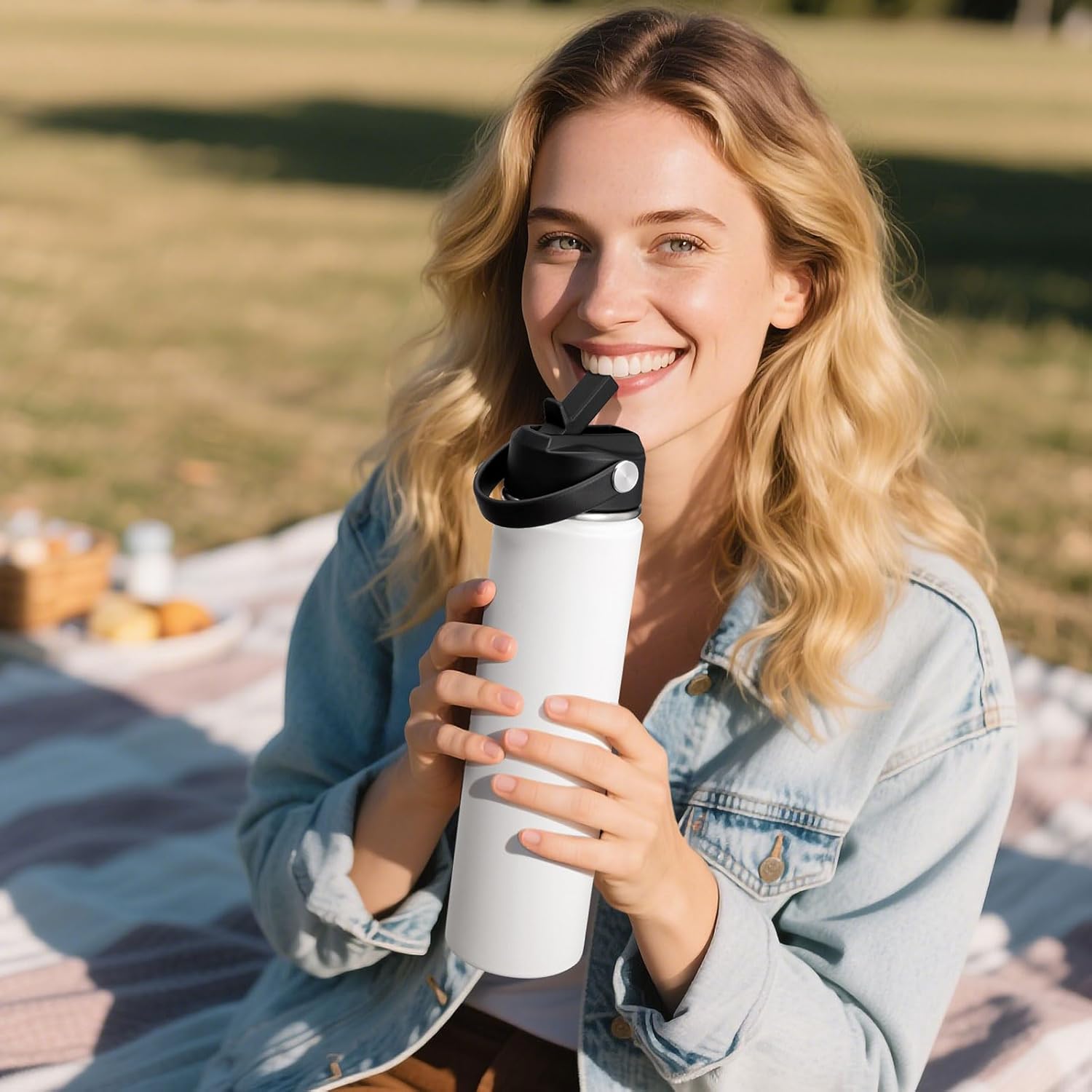 Cierto 24 oz Insulated Water Bottle with Straw, Stainless Steel Double Wall Vacuum Water Bottles with Leakproof Lid for Men Women, School Boys Girls, Fits in Car Cup Holder, Gym, Office, BPA Free -W - Image 6