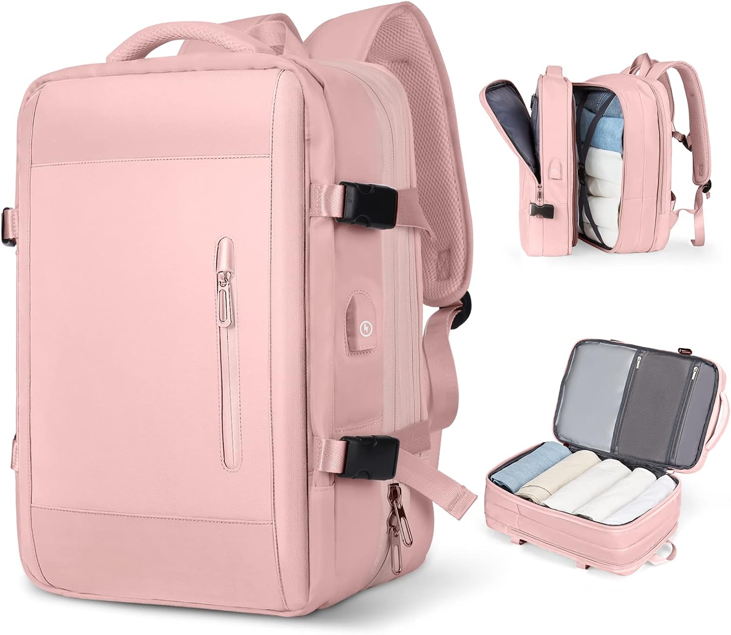 SZLX Large Travel Backpack Women, Carry On Backpack Men,Hiking Backpack Waterproof Outdoor Sports Rucksack Casual Daypack School Bag Fit 14 Inch Laptop with USB Charging Port Shoes Compartment SZLX Large Travel Backpack Women, Carry On Backpack Men,Hiking Backpack Waterproof Outdoor Sports Rucksack Casual Daypack School Bag Fit 14 Inch Laptop with USB Charging Port Shoes Compartment