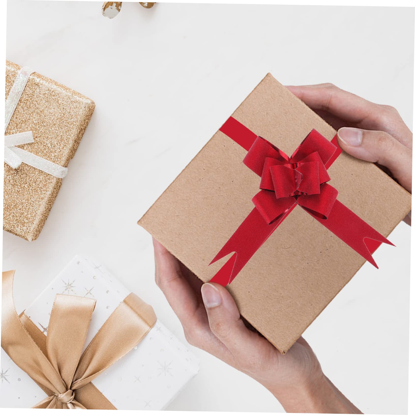 200 Stk. Geschenkschleifen Ziehschleifen Geschenkband Glitzer für Geschenkverpackung Weihnachtsdekoration Hochzeit Party Festliche Präsentbox Ornamente
