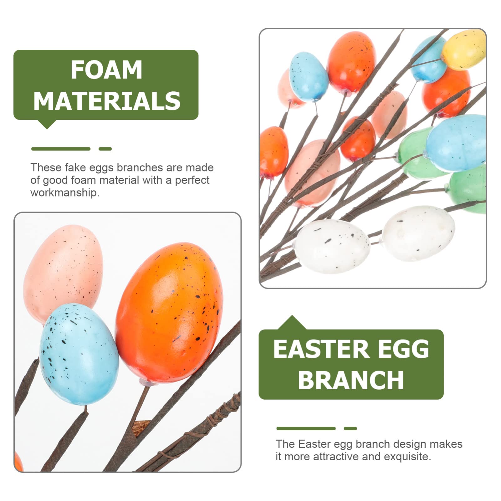 Cabilock 4 Set Uova Di Pasqua Coniglietto Di Pasqua Cestino Plettri Per Uova Fai Da Te Ornamenti Di Rami Di Uova Finte Forniture Per Feste Bouquet Di Uova Schiuma Colorful 2 Pezzi * 4