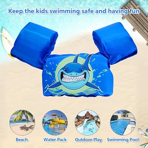 Miniatura 2 de AmazeFan Chaleco salvavidas de natación para niños, para piscina, flotadores de ayuda para nadar, chaleco de natación con bolsa de almacenamiento