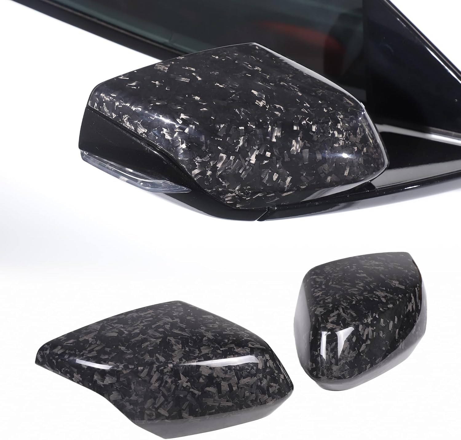 100% Real Carbon Fiber Side Rearview Mirror Guard Cover Trim Compatible with Chevrolet Corvette C8 2020-2023+, Door Rear View Mirror Cover Cap, Add On Style Mirror Caps C8 Accessories (Red)