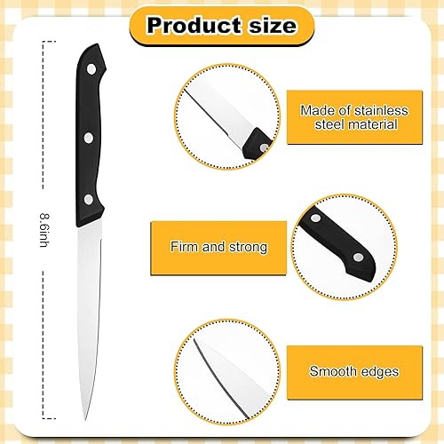 Miniatura 2 de Lasnten Juego de 50 cuchillos de carne de 8.67 pulgadas de borde fino de acero inoxidable no dentados, cuchillos rectos triples remachados para