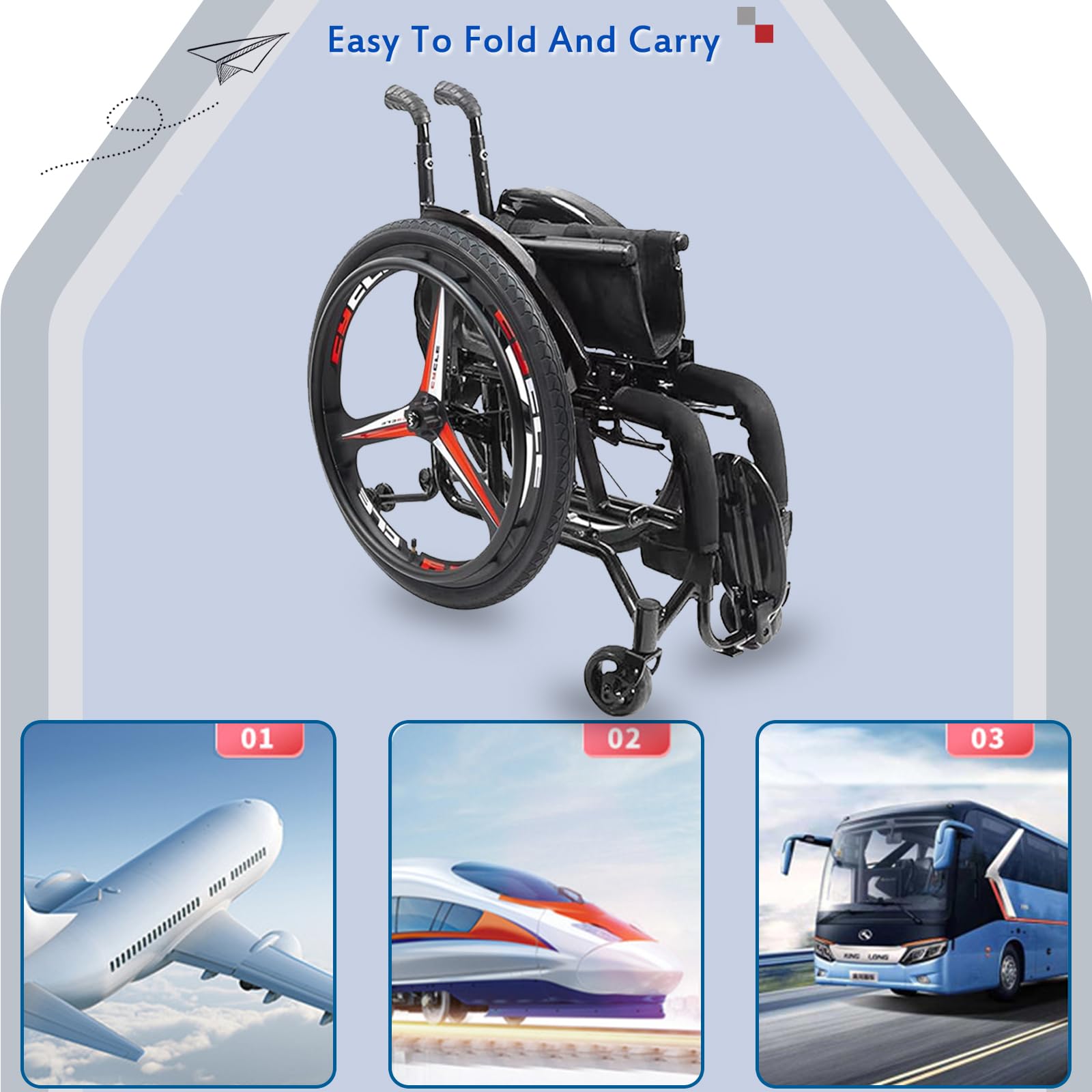 Silla De Ruedas Deportivas Portátiles Para Adultos, Silla De Silla De Deportes Ultra Ligero De Terrrain, Silla De Rueda Manual Autopropulsada, Ruedas Traseras De Liberación Rápida Y Ruedas Anti-punta(