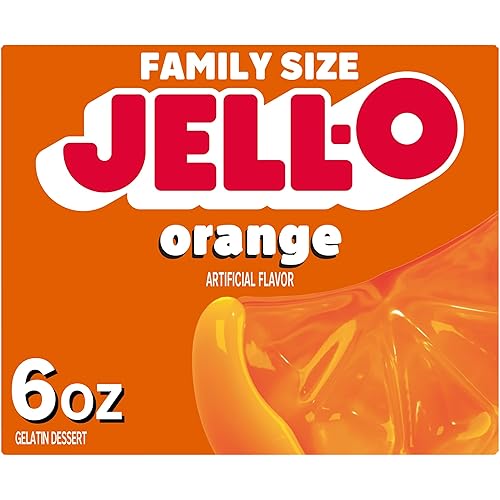 Jell-O Orange Gelatin Dessert Mix, Family Size, 6 oz Box