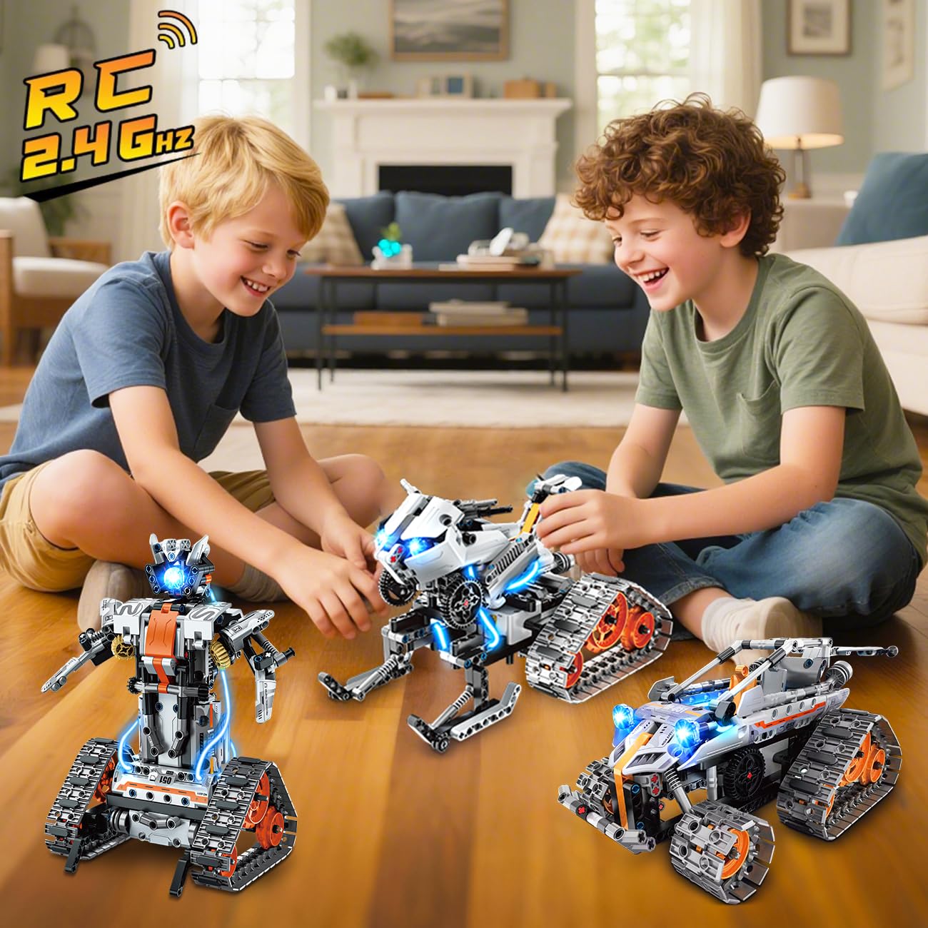 HiWEEGO Kit de construcción de Robot 5 en 1 luz LED, aplicación y Mando a Distancia, Juguete robótico Recargable para niños de 6 a 12 años, cumpleaños