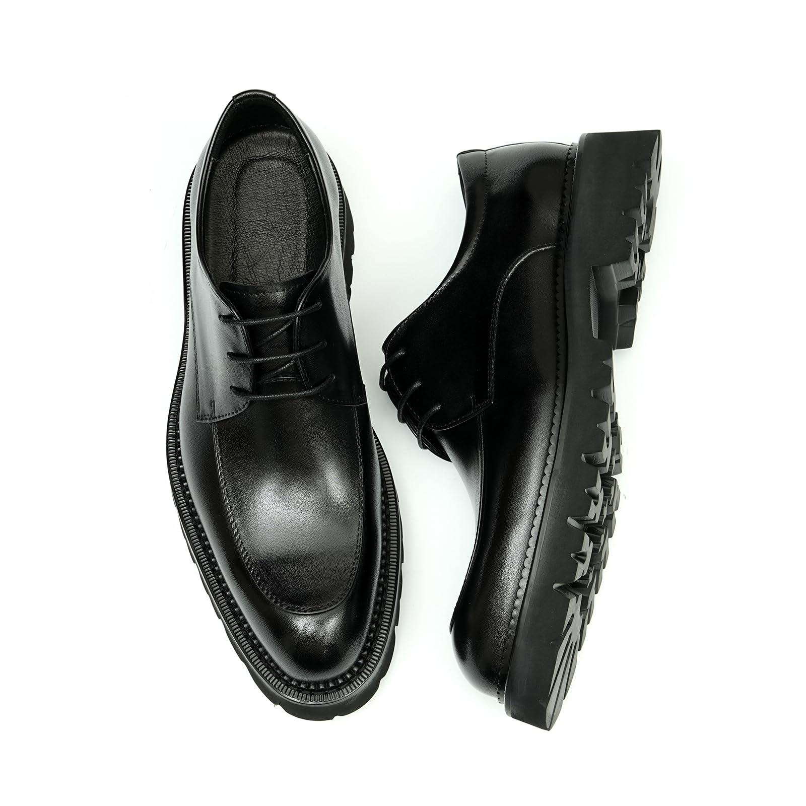 Derbys Retro Affari Casuale da Uomo Scarpe Formali Stringate in Vera Pelle