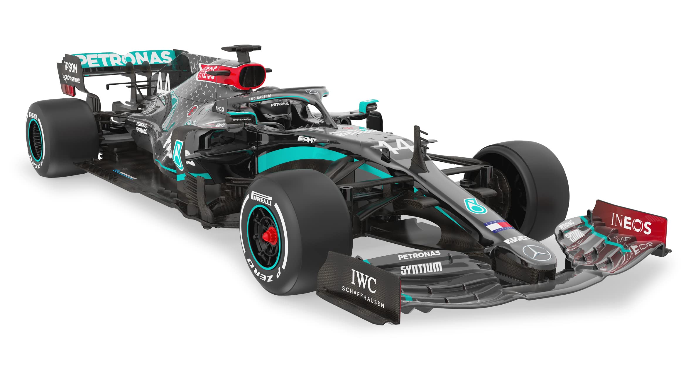 JAMARA Mercedes-AMG F1 W11 EQ Performance 1:12-2,4 GHz dla wielu graczy, oficjalnie licencjonowany, wierne lakierowanie, łącznie z dekoracyjnym łukiem, czarny, 402106