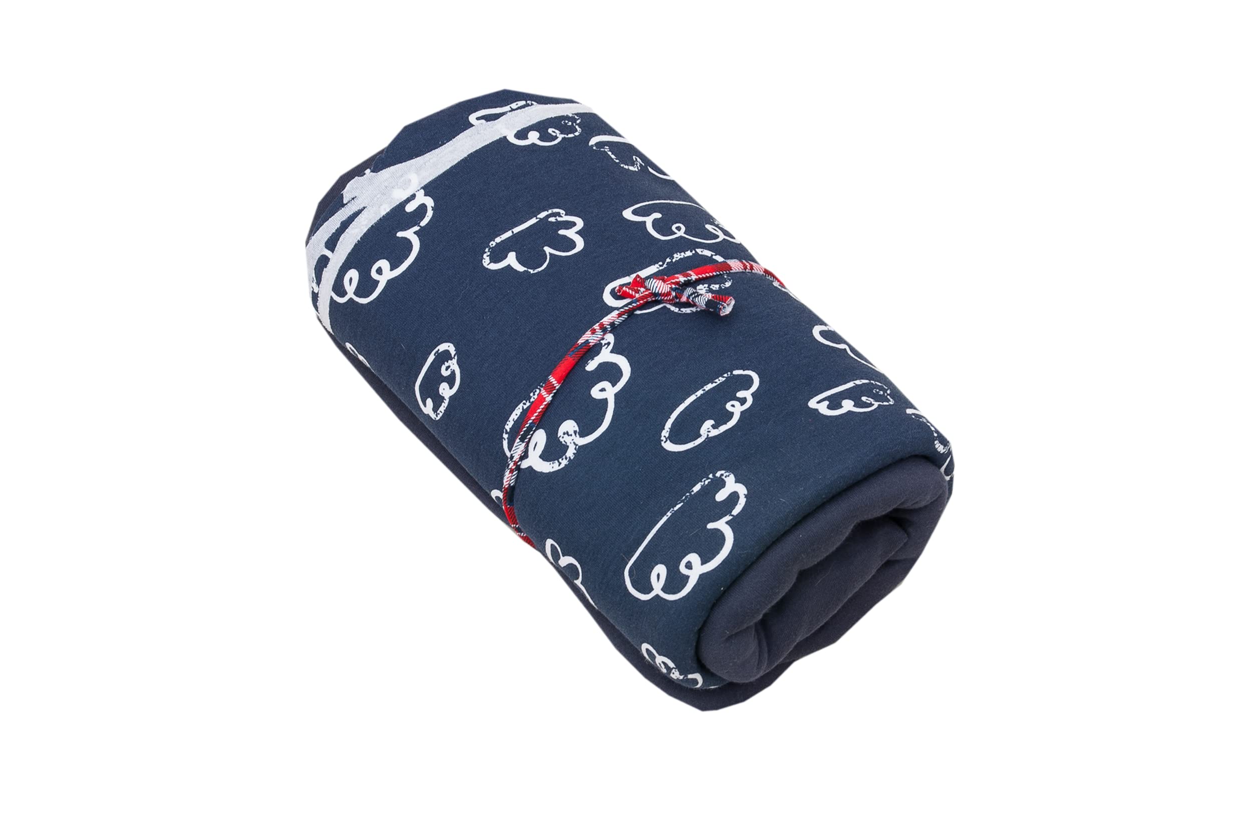Duo, tessuto jersey da cucire, 92% cotone, 8% elastan, tessuto per bambini, jersey di cotone, motivo: nuvole blu scuro + blu scuro, 2 x 200 cm x 160 cm, prezzo base per m² = 6,24
