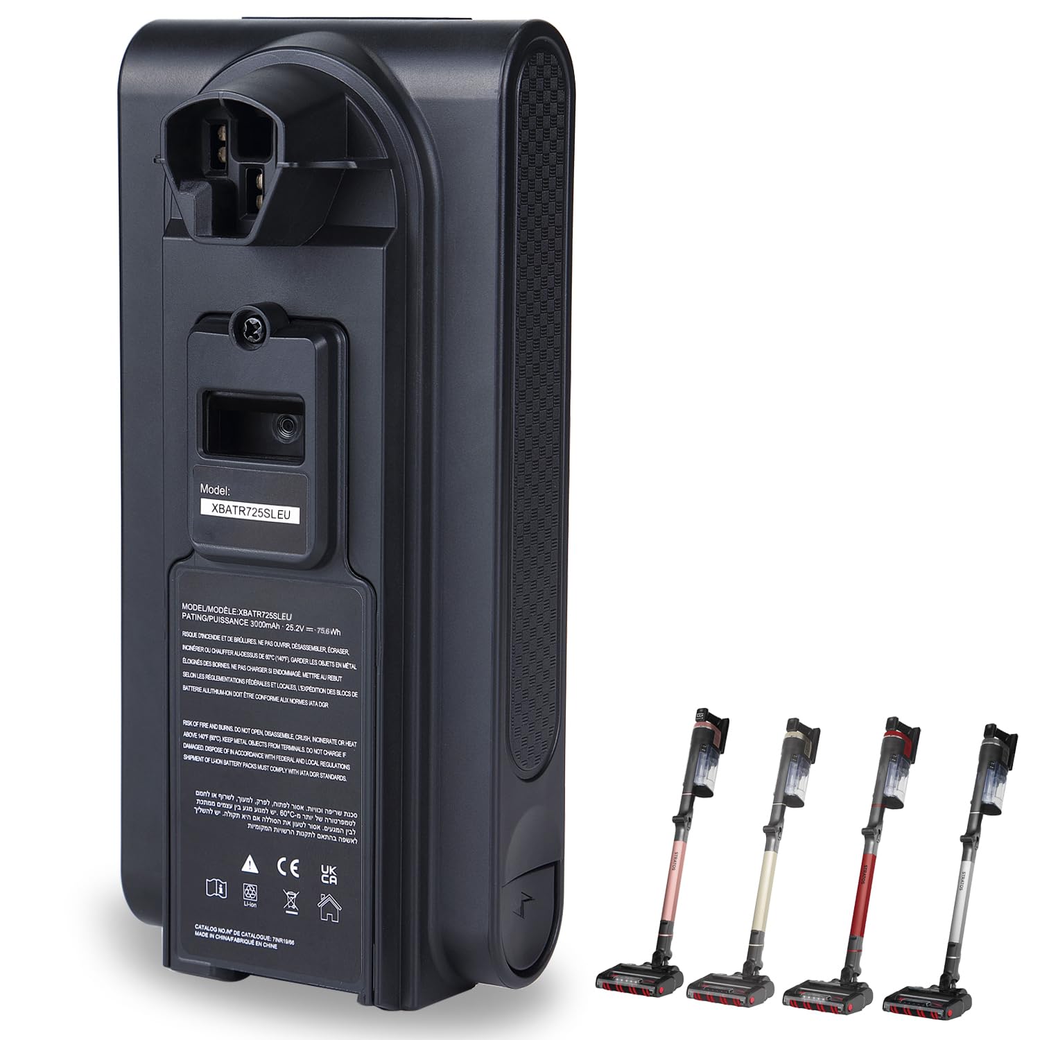 Batterie de rechange 3000 mAh pour aspirateurs sans fil Shark XBATR725SLEU compatible avec aspirateurs sans fil IZ400UK, IZ400UKT, IZ400UKTSB, IZ420UKT Shark, batterie XBATR725SL 25,2 V