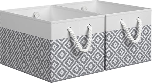 Miniatura 27 de Contenedor de almacenamiento, cesta de almacenamiento plegable para organizar, cajas de almacenamiento grandes con asas de cuerda, contenedores