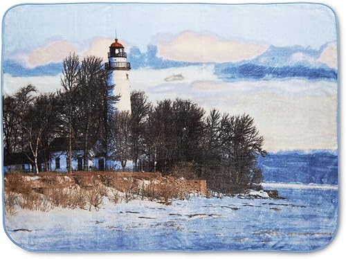 Shavel Home Products Manta de lujo de pelo alto de gran tamaño, felpa y cálida, 60 x 80 pulgadas, faro