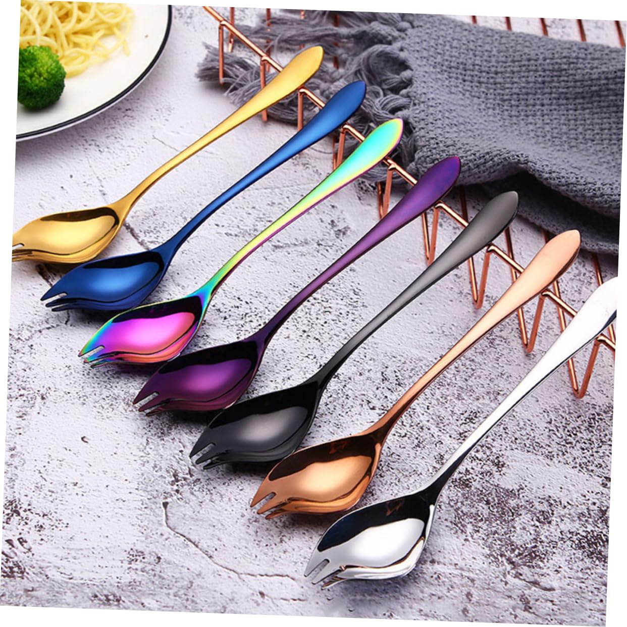 212 Main Salad Servers with Square Gold Loop Handles - Set of 2