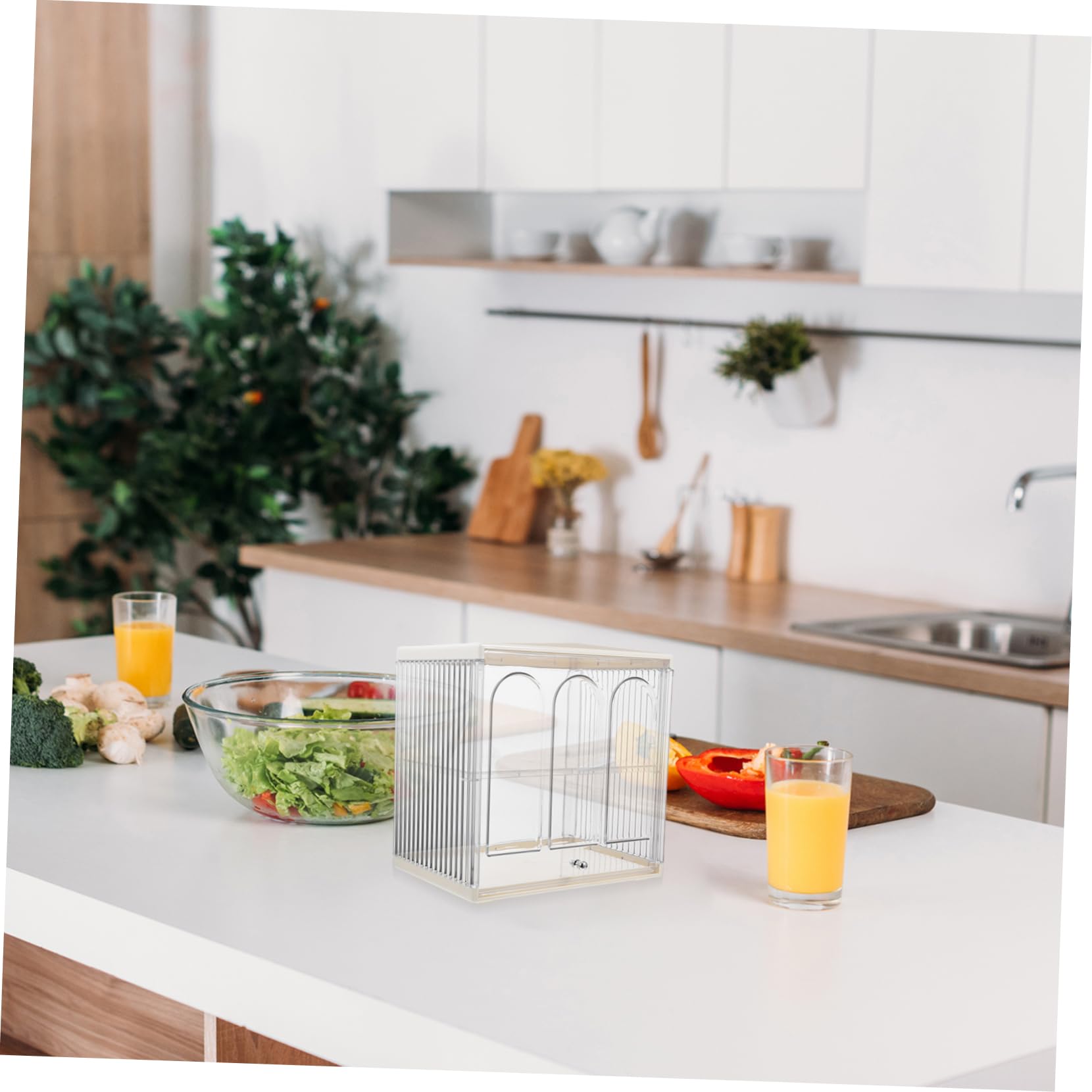 Contenedor de Plástico Apilable de 2 Niveles, Recipiente Transparente Hermético para Encimera de Cocina, Conserva el Pan y Separa Distintos Tipos de Panecillos