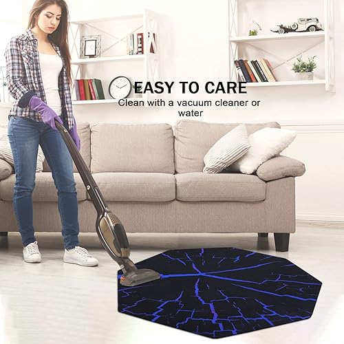 Miniatura 7 de HiiARug Tapete para silla octágono de piso de madera dura, 47 x 47 pulgadas, protector de piso para el hogar, protector de suelo duro,