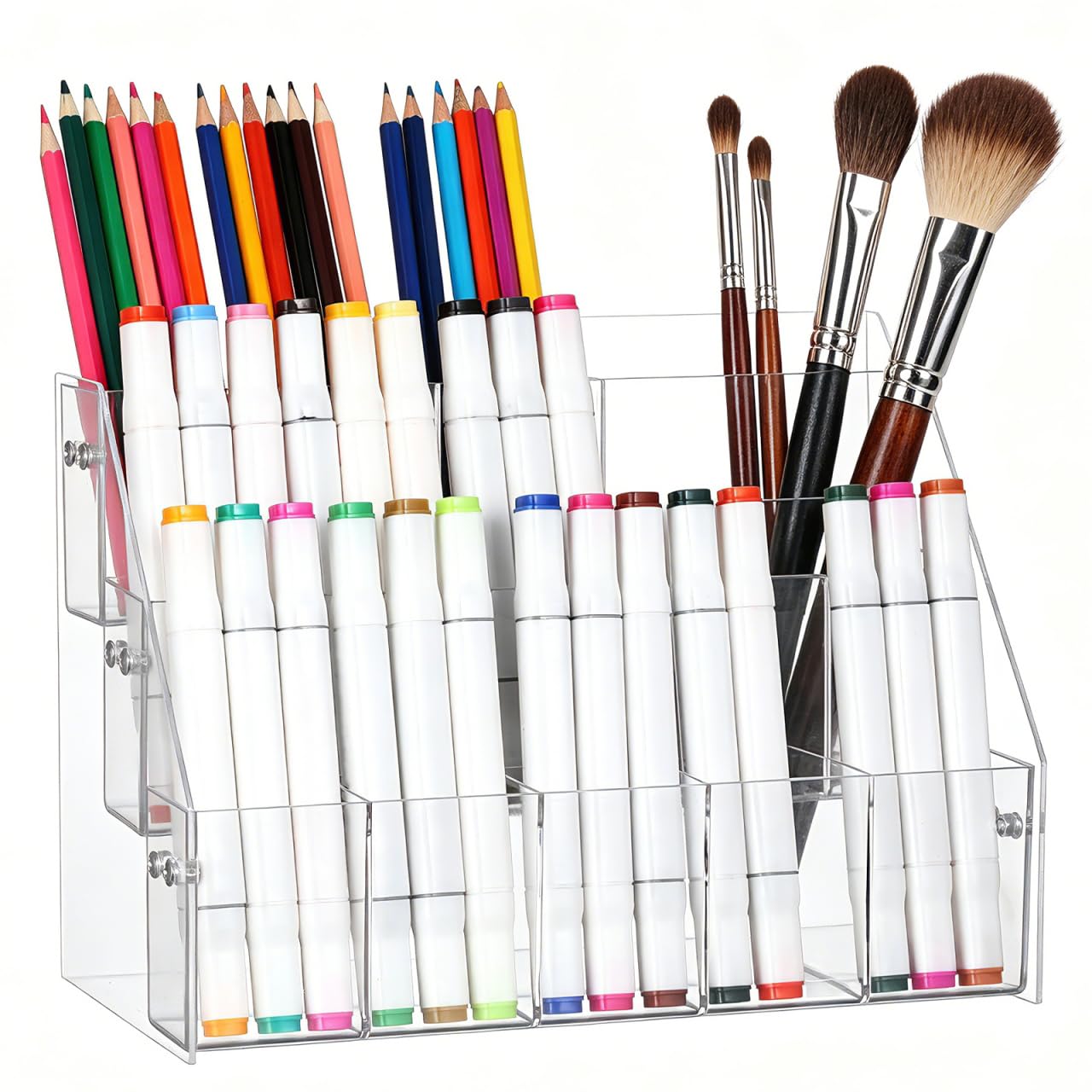 Organisateur bureau et école en acrylique transparent pour trier marqueurs et feutres