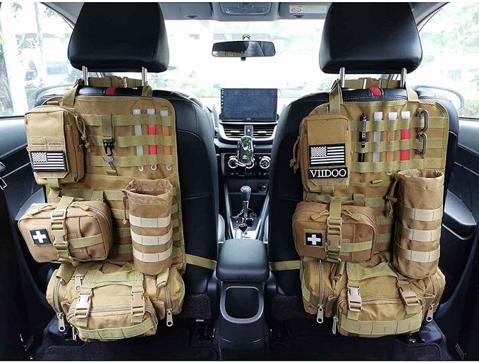 Molle Tactical Seat Back Organizer Panel with Pouches