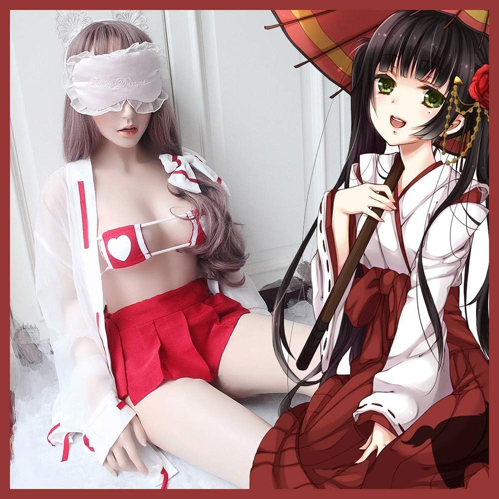 TOMORI Womens Japanese Witch Cosplay Lingerie Anime Fancy Uniform Sexy Strappy Bikini Lingerie Set (Red)