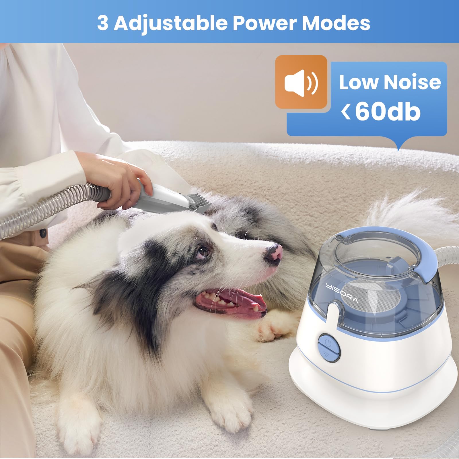 YISORA Kit per toelettatura e aspirapolvere per animali domestici, Tosatrice per Cani e gatti a pelo lungo Professionale, 5 Strumenti per la toelettatura Per la depilazione di cani e gatti