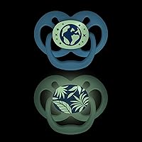 Vista 11 de Dr. Brown's Advantage Glow-in-The-Dark Baby Pacifier, Fully Symmetrical Soother with Soft Silicone Bulb, Skateboard Snail-Blue Nature, 6-18m, BPA