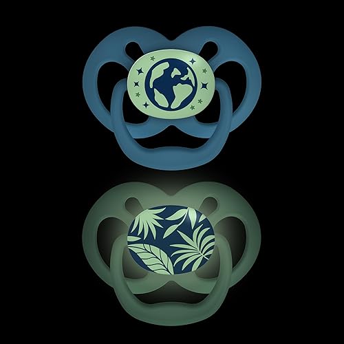 Miniatura 11 de Dr. Brown's Advantage - Chupete para bebé que brilla en la oscuridad, chupete totalmente simétrico con bombilla de silicona suave, monopatín caracol