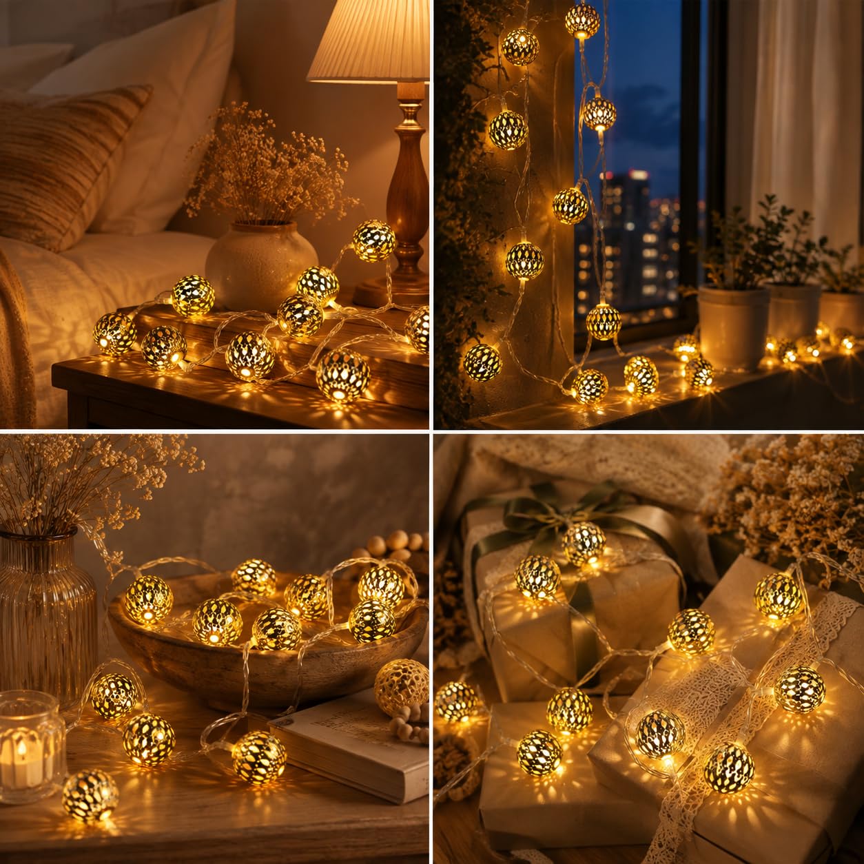 Moroccan String Lights - 14 LED Warm White -6