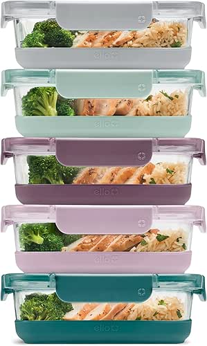 Ello Duraglass 3.4 Cup Meal Prep Sets 10Pc, 5 Pack