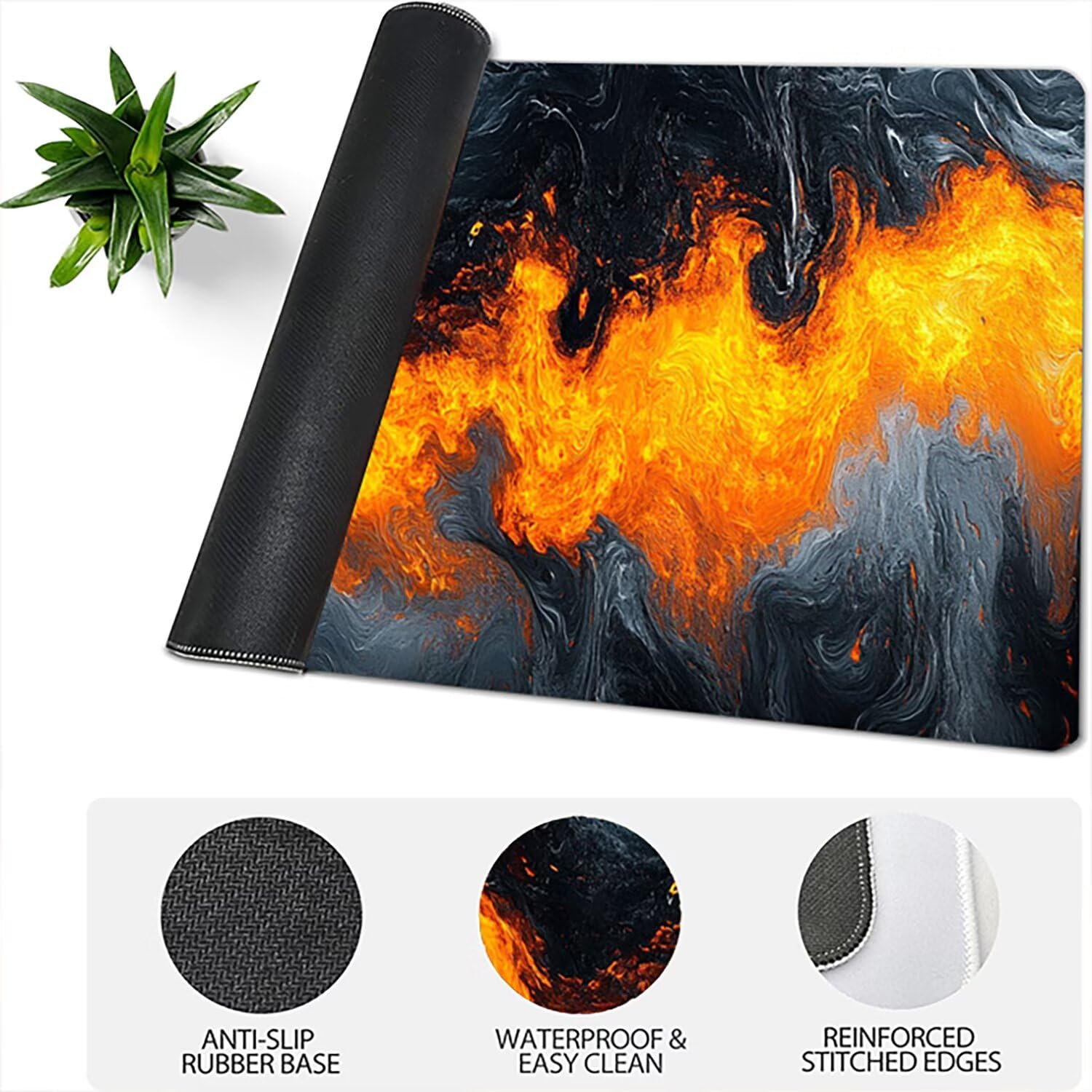 Lejnlnng Podkładka pod mysz do gier XXL, 120x60cm - Mata na biurko w kolorze pomarańczowym, wodoodporna podkładka pod mysz XL szara, antypoślizgowa gumowa podkładka pod mysz z przeszytymi krawędziami