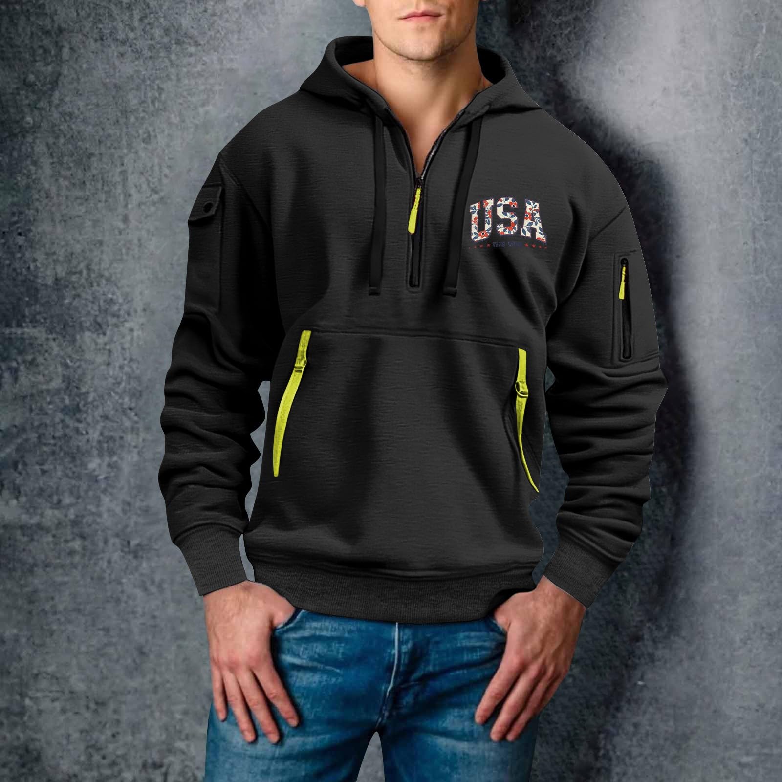 Chaquetones Hombre Invierno Sudadera con Capucha Estilo Americano para 2026, Casual, De Calle, Top Lencero Camisa Sin Mangas Cortavientos Running Manga Larga Chaqueta Ropa Deportiva