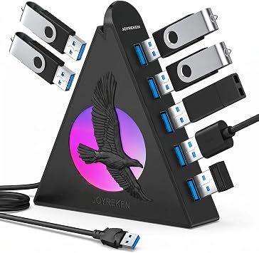 موزع USB بـ 7 منافذ،موزع بيانات USB 3.0 مع كابل بطول 2 قدم،إضاءة ليلية RGB، موزع ألعاب متعدد المنافذ للكمبيوتر الشخصي والكمبيوتر المحمول ومحرك أقراص فلاش ولوحة المفاتيح والفأرة ووحدة التحكم وXbox وPS4/PS5 وiMac ومحرك أقراص فلاش ومحرك أقراص ثابت