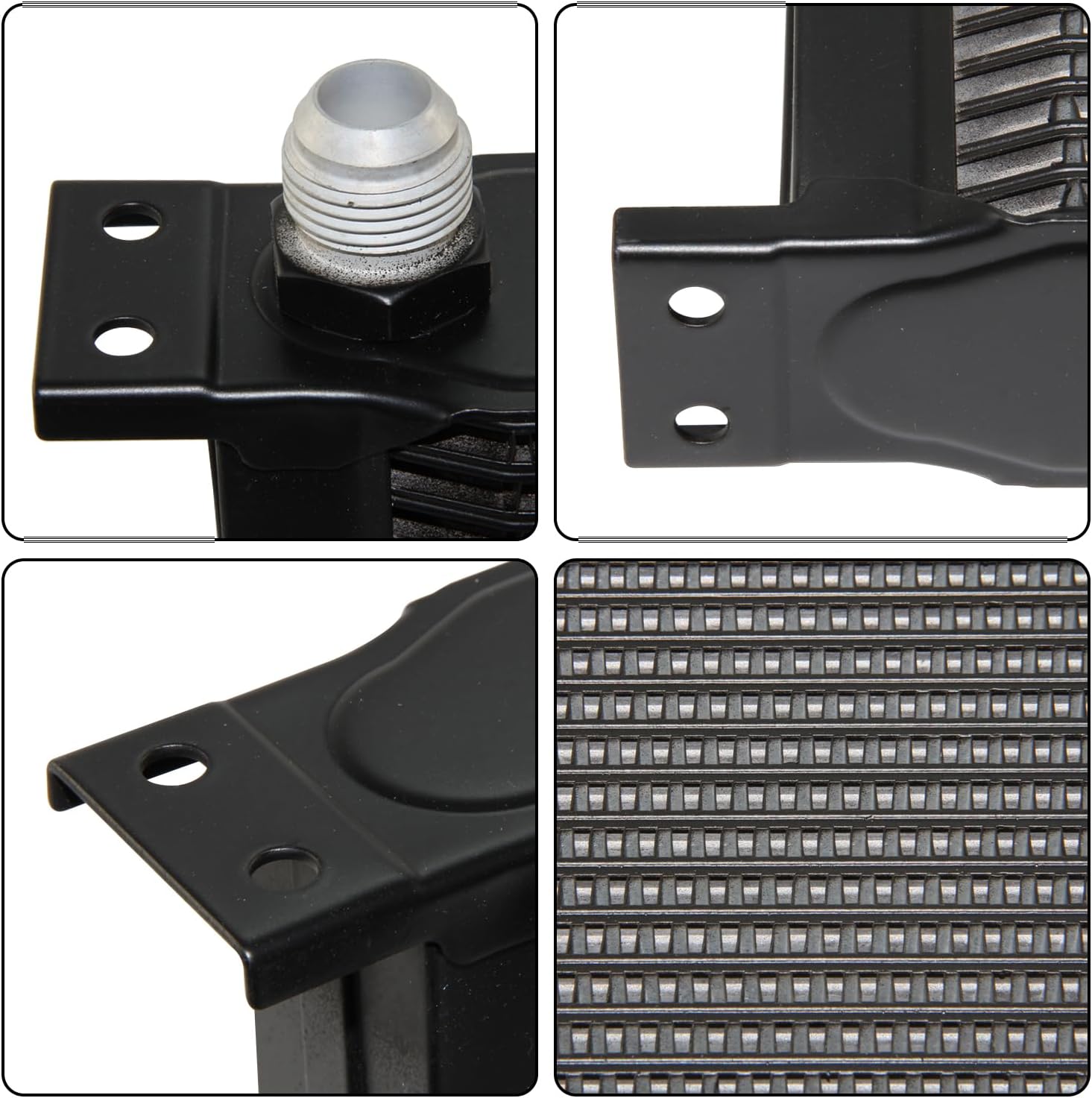 19 Row Transmission Cooler Oil Cooler 10AN 7/8"-14 UNF Oil Cooler Kit + 5.5" Electric Fan Kit with New Type Mounting Bracket Kit Universal Black
