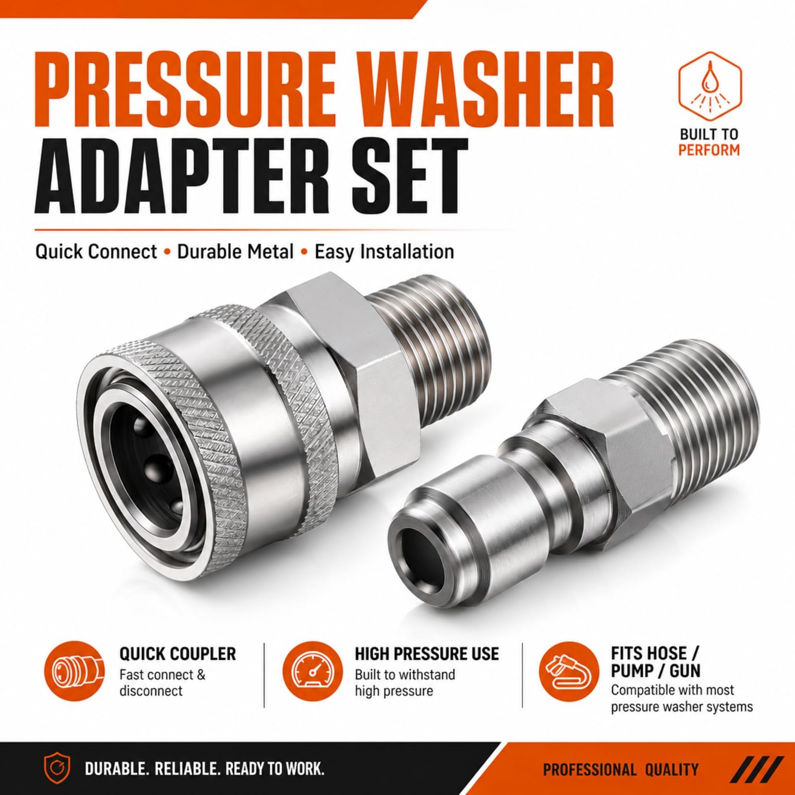 Hotop NPT - Kit di connettori rapidi per idropulitrice da 3/8" in acciaio inox maschio e femmina (6 set)