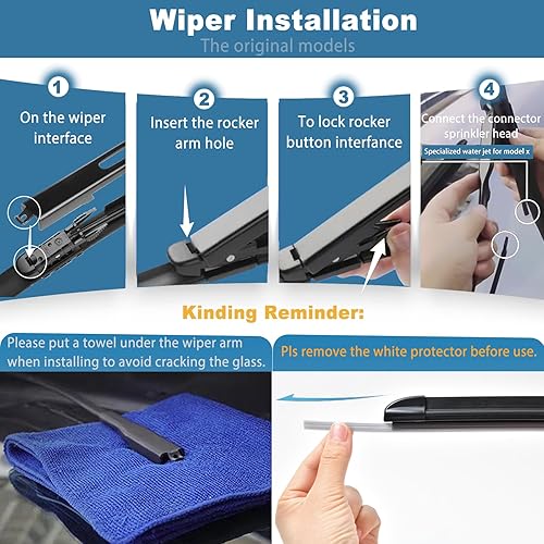 Miniatura 7 de GELAIDI - Limpiaparabrisas de 28 pulgadas + 18 pulgadas para Tesla Model X, paquete de 2 limpiaparabrisas de repuesto para todas las estaciones con