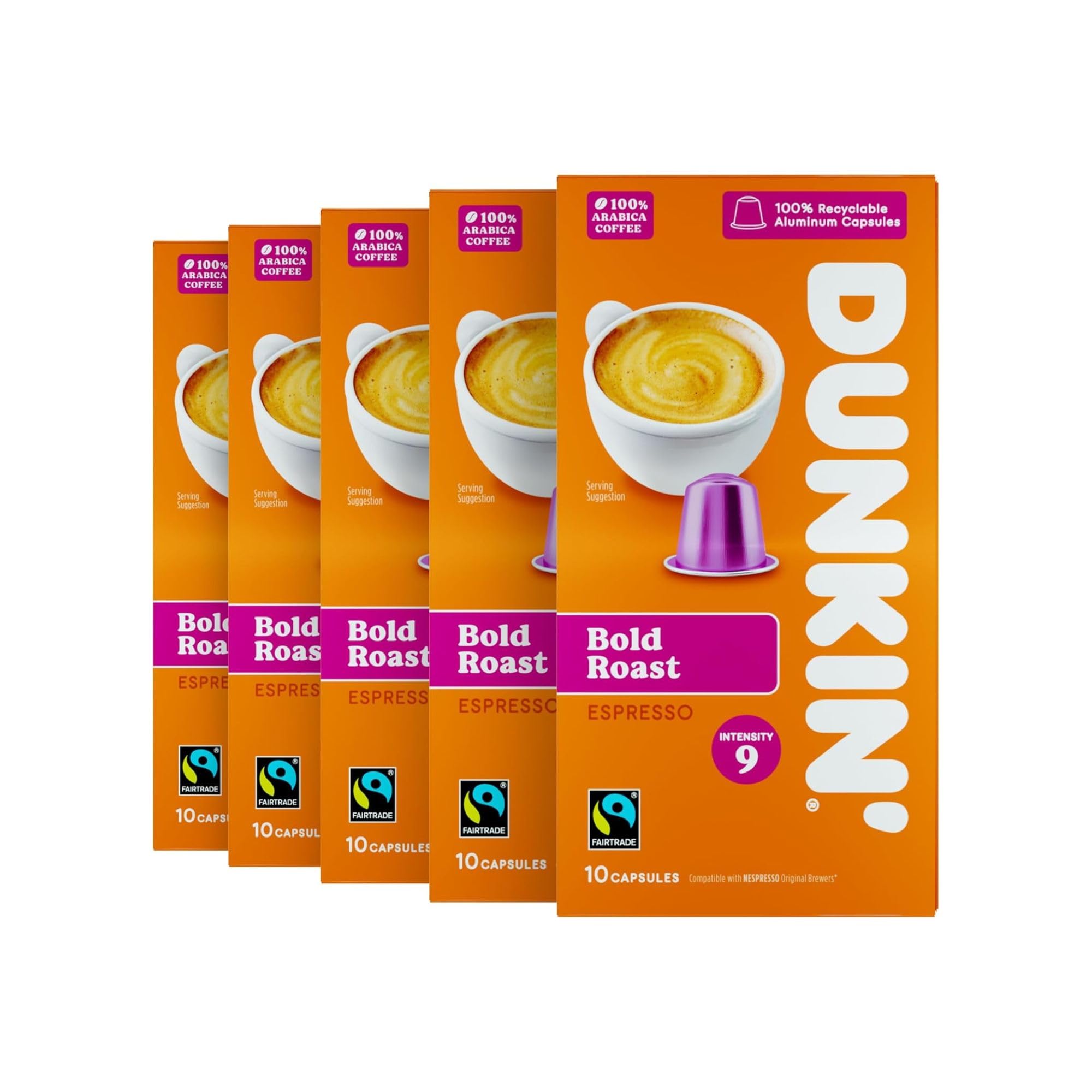 Dunkin’ - Bold Roast Espresso Coffee Pods - 10 Servings x 5 Packs