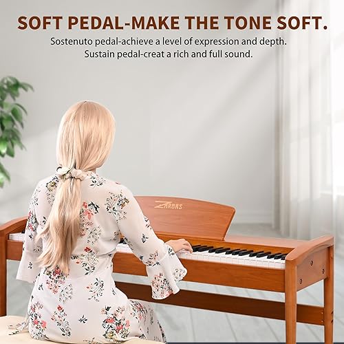 Miniatura 5 de ZHRUNS Piano digital de 88 teclas de madera con martillo pesado, teclado ponderado de tamaño completo, piano eléctrico para principiantes, soporte