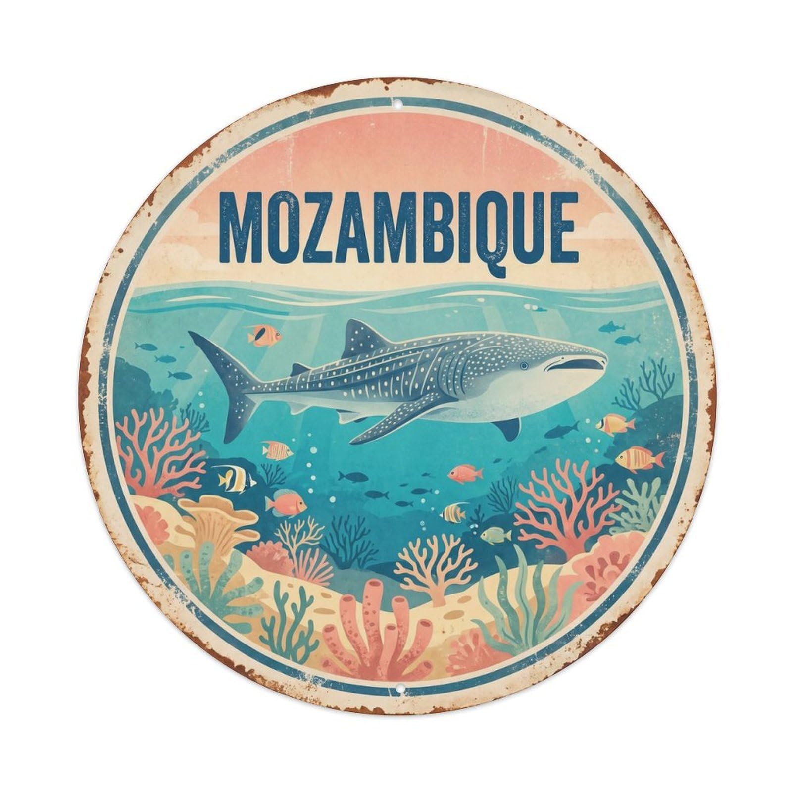 Mozambique Whale Shark Ocean Reef Metal Tin Sign