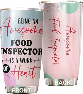 MEDROC Awesome Food Inspector Tumbler Stainless Steel 20oz, Funny Food Inspector Gifts Bulk For Birthday Christmas, Food Inspector Gifts For Men Women Office Coworker Driking Coffee Cup Humor