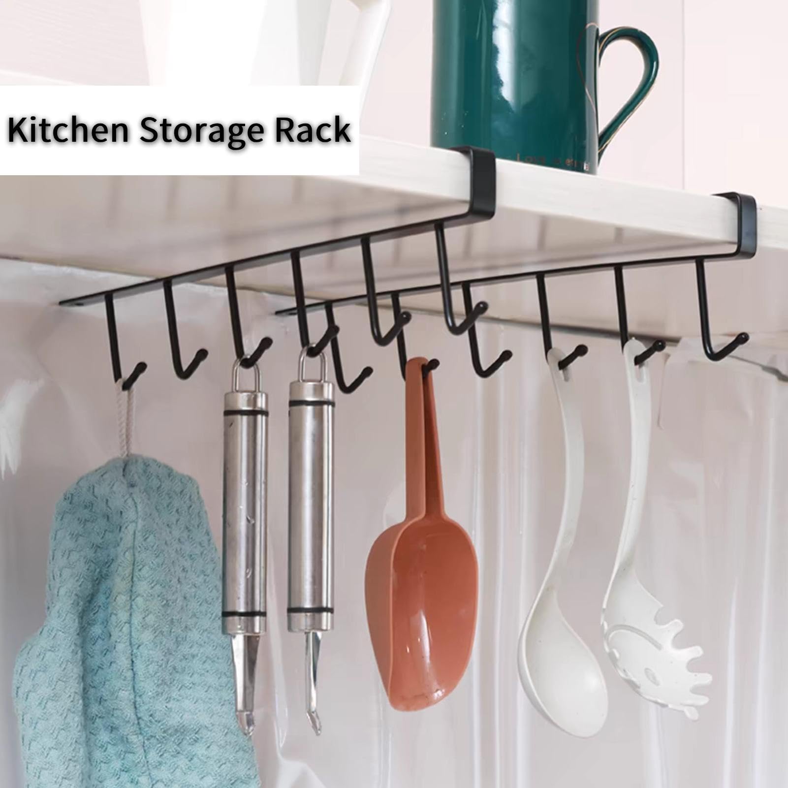 Cup Holder Hanger Under Cabinet, Mug Hooks Under Cabinet Mug Hangers Under Shelf Mug Holder Under Cabinet Cup Hooks for Hanging Under Shelf Hooks Coffee Cup Holder Mug Organizer for Kitchen Cabinets