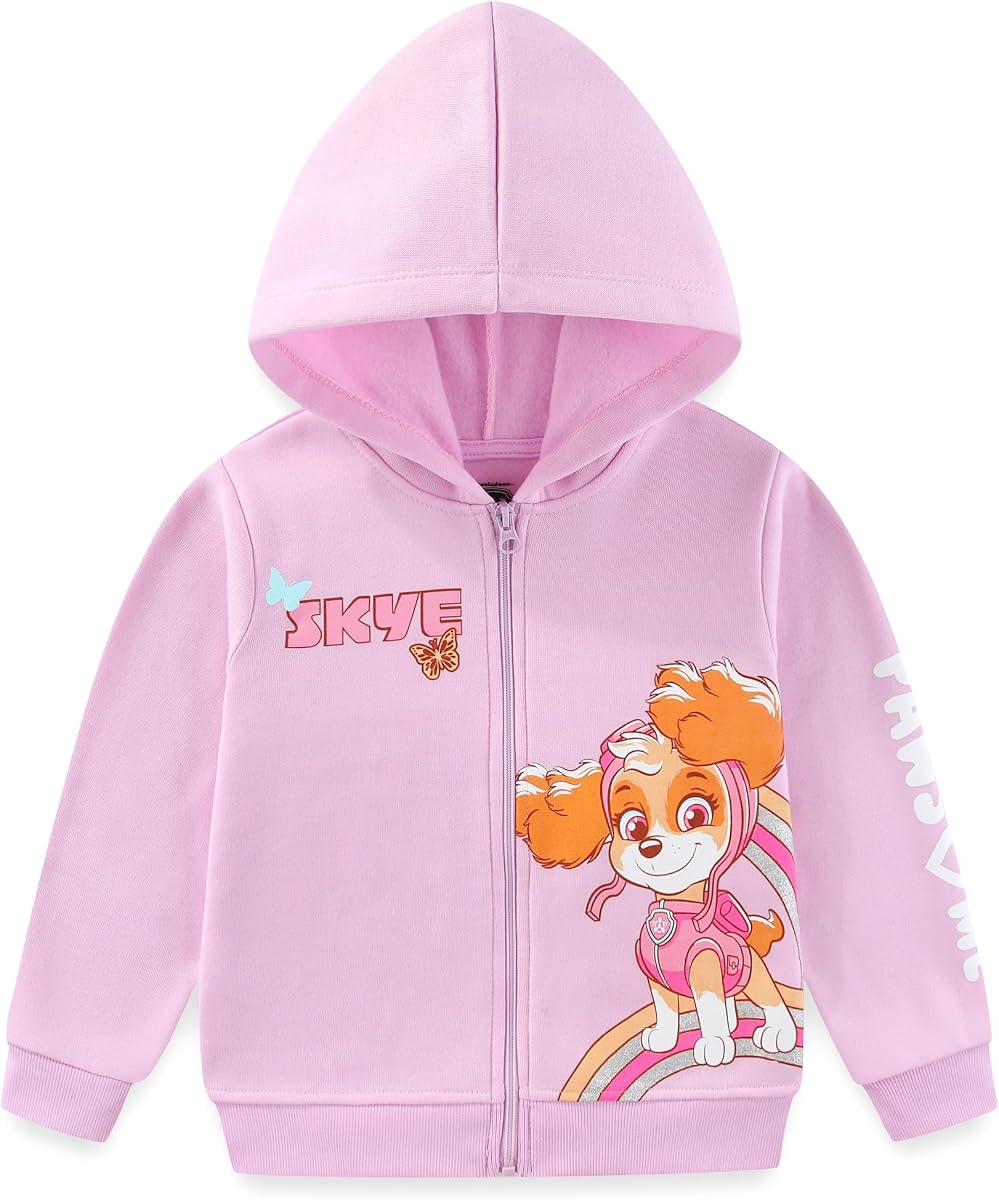 Paw Patrol Nickelodeon Skye Girls Zip Up Hoodie for Toddler and Big Kids