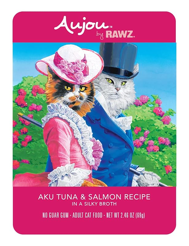 Ração úmida para gatos Rawz Aujou Aku de Atum e Salmão em Sachês 8 x 70 g