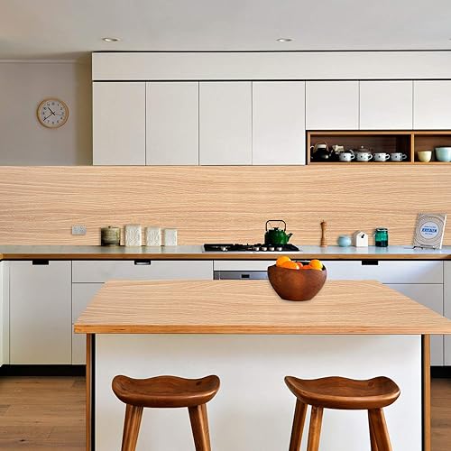 Miniatura 3 de Mecpar Papel de contacto de madera, papel tapiz de madera de arce de 17.7 x 118 pulgadas, papel tapiz autoadhesivo extraíble impermeable de grano de